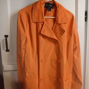 FU DA Womens Orange Raincoat Size L